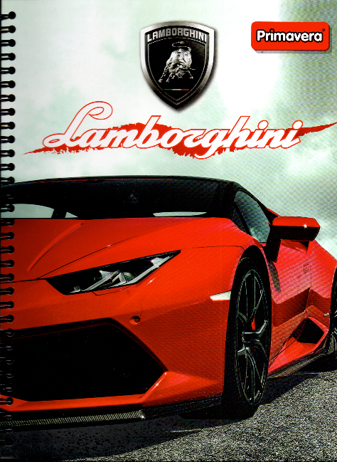 Cuaderno argollado grande 105 masculino cuadriculado pasta dura Lamborghini rojo