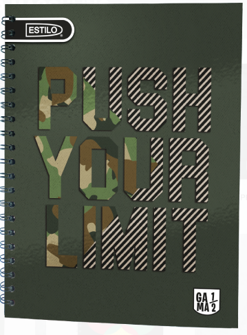 Cuaderno argollado grande 105 masculino cuadriculado pasta dura Push your own limit