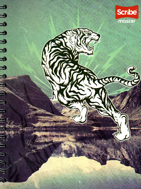 Cuaderno argollado grande 105 masculino cuadriculado pasta dura Tiger