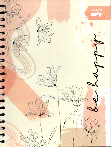 Cuaderno argollado grande 105 femenino cuadriculado pasta dura Be happy