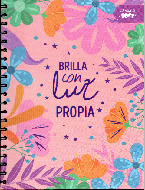 Cuaderno argollado grande 105 femenino cuadriculado pasta dura Brilla con luz propia