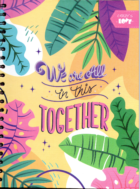 Cuaderno argollado grande 105 femenino cuadriculado pasta dura We are all in this together