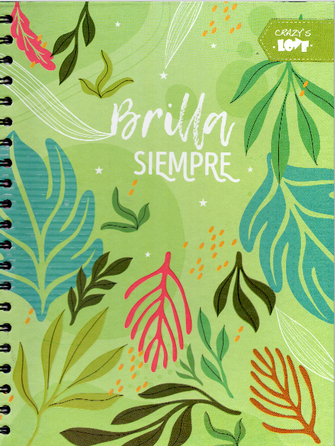 Cuaderno argollado grande 105 femenino cuadriculado pasta dura Brilla Siempre