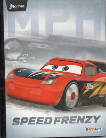 Cuaderno cosido cuadriculado niño x 100 hojas Speed frenzy cars