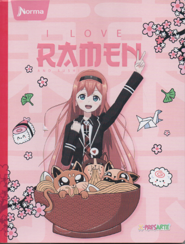 Cuaderno cosido cuadriculado niña x 100 hojas Ramen