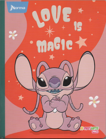 Cuaderno cosido rayado niña x 100 hojas Stitch love is magic