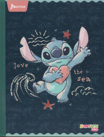 Cuaderno cosido rayado niña x 100 hojas Stitch Love the sea