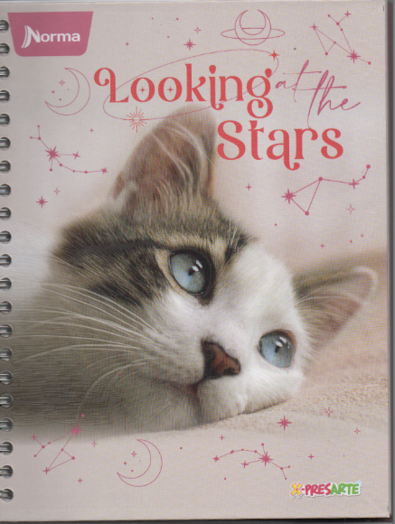 Cuaderno argollado grande 105 femenino cuadriculado pasta dura Looking at the stars