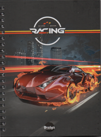 Cuaderno argollado grande 105 masculino cuadriculado pasta dura Racing