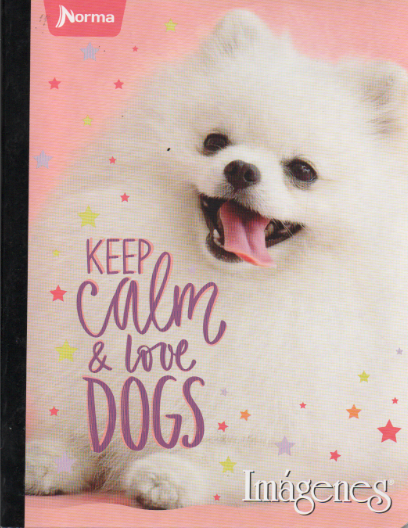 Cuaderno cosido ferrocarril niña x 50 Keep calm and love dogs