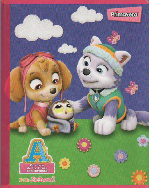 Cuaderno niña cuadritos tipo A 100 hojas Paw patrol