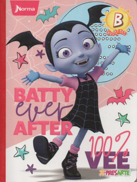 Cuaderno niña cuadritos tipo b 100 hojas VAMPIRINA