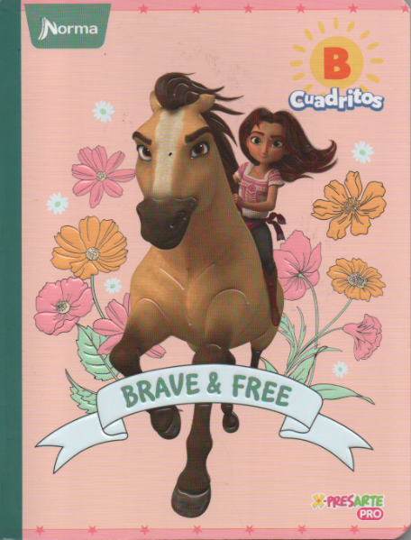 Cuaderno niña cuadritos tipo B 100 hojas Brave and free