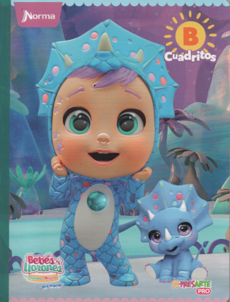 Cuaderno niña cuadritos tipo B 100 hojas Bebés llorones