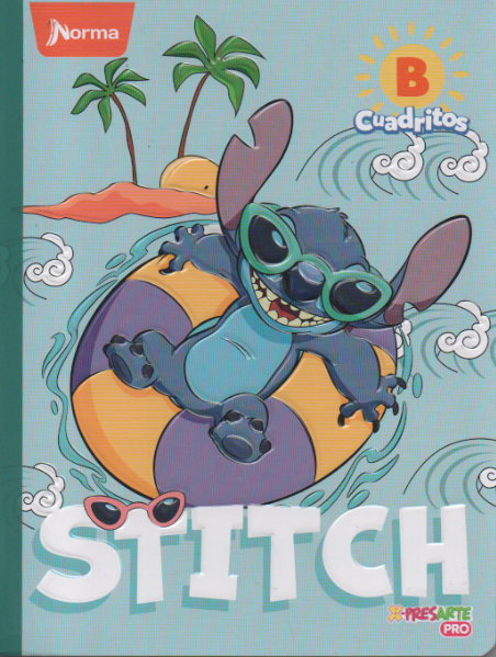 Cuaderno niña cuadritos tipo B 100 hojas Stitch