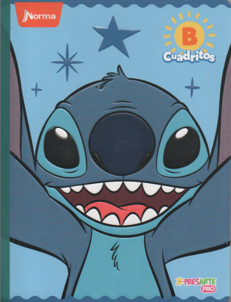 Cuaderno niña cuadritos tipo B 100 hojas Stich