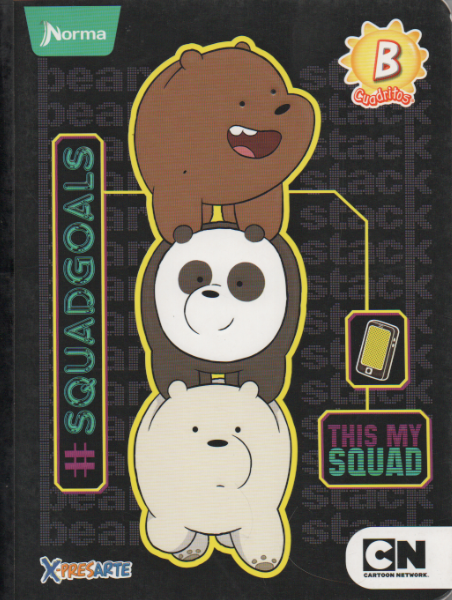 Cuaderno niño cuadritos tipo B 100 hojas Bears