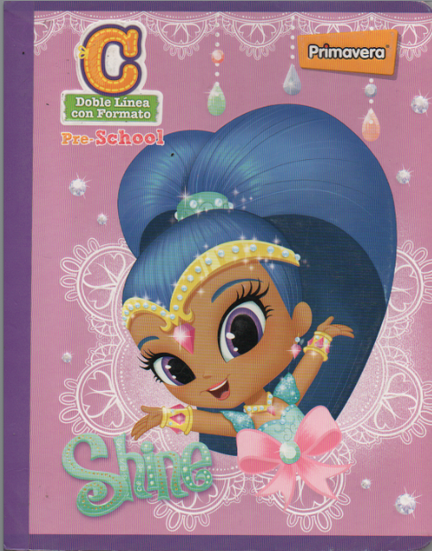 Cuaderno niña rengloncitos tipo C 100 hojas Shine