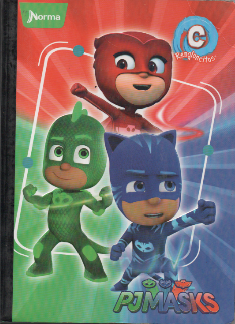 Cuaderno niño rengloncitos tipo C 100 hojas PJ MASKS